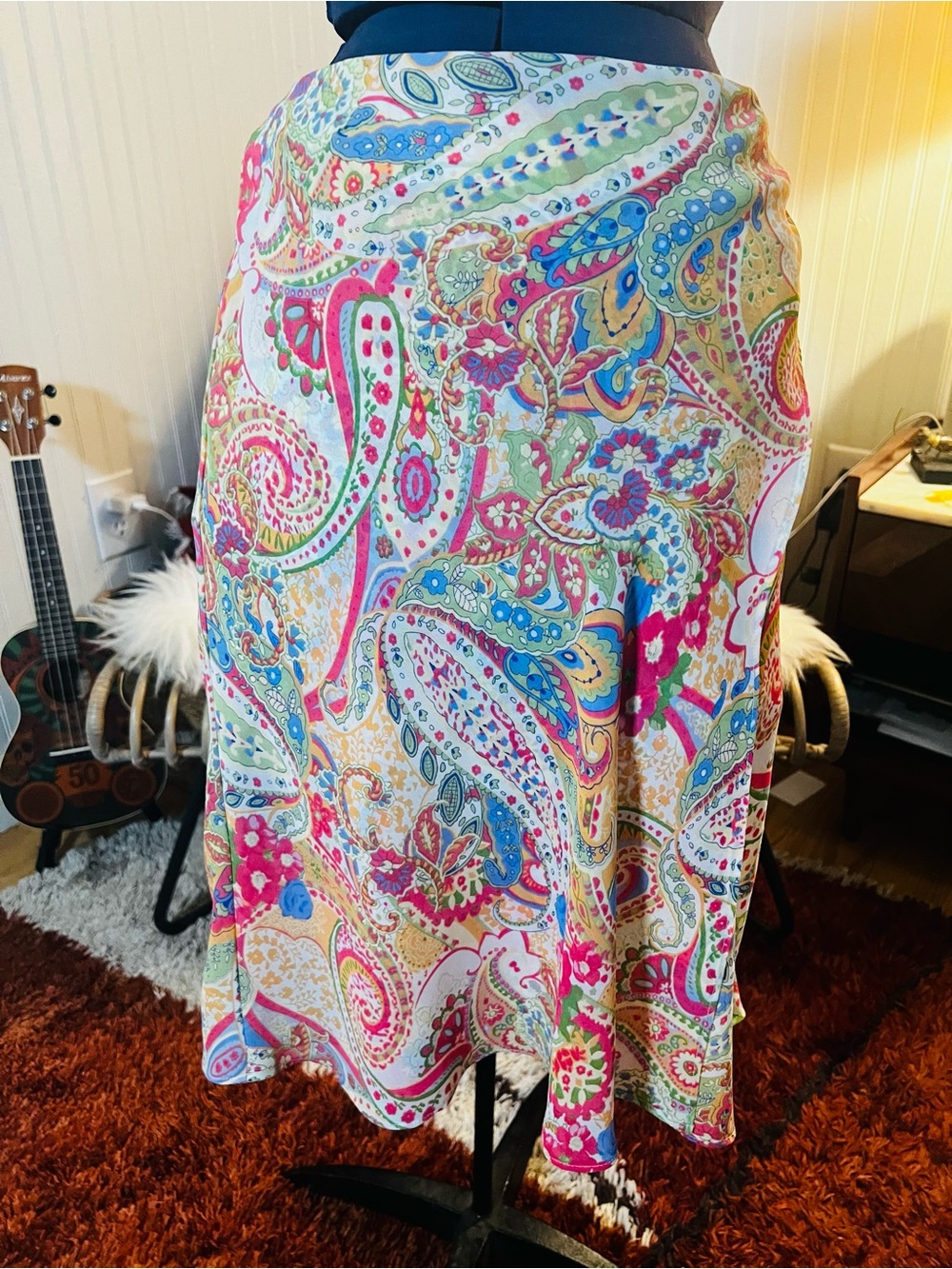 VTG Women’s Multicolor Paisley A-Line Skirt